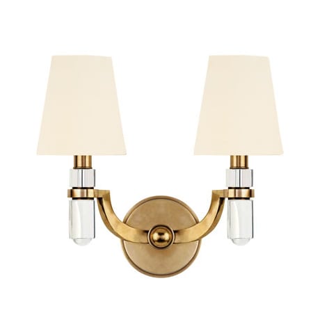 A large image of the Hudson Valley Lighting 982 Aged Brass / White Silk Shades