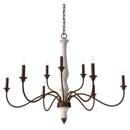 A large image of the Hunter Teren 40 Chandelier Distressed White / Textured Rust