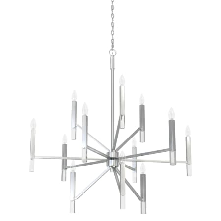 A large image of the Hunter Sunjai Three-Tier 40 Chandelier Brushed Nickel