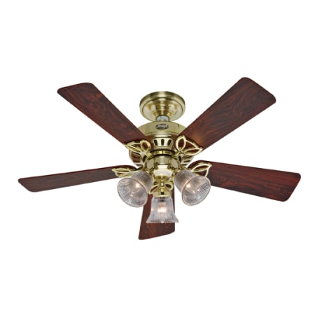 A large image of the Hunter 20434 Bright Brass Indoor Ceiling Fans