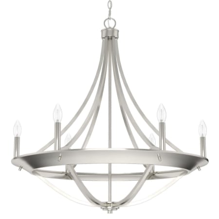 A large image of the Hunter Perch Point 30 Chandelier Brushed Nickel