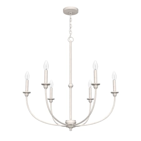A large image of the Hunter Southcrest 30 Chandelier Distressed White