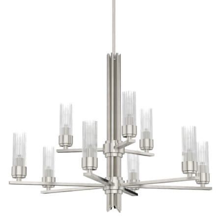 A large image of the Hunter Gatz 30 Chandelier Brushed Nickel