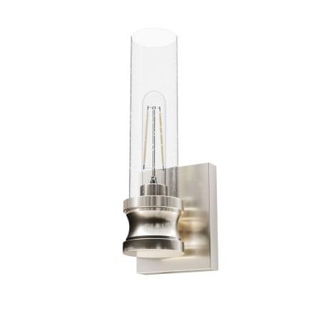 A large image of the Hunter Lenlock 5 Sconce Brushed Nickel / Seedy Glass