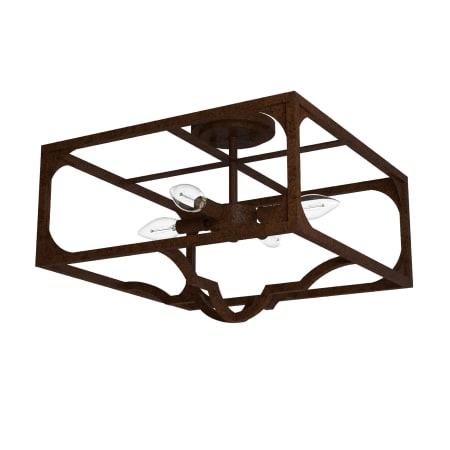 A large image of the Hunter Highland Hill 16 Ceiling Fixture Textured Rust