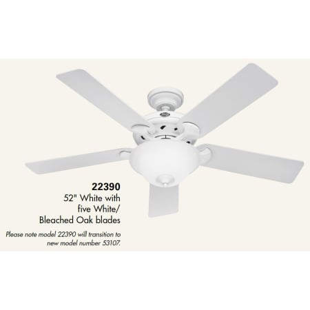 Hunter 22390 White Brookline 52" 5 Blade Ceiling Fan ...