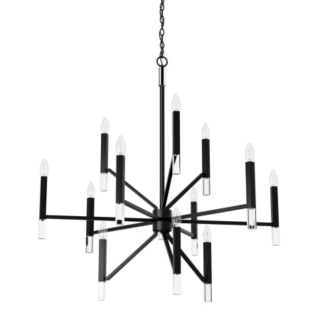 A large image of the Hunter Sunjai Two-Tier 40 Chandelier Matte Black