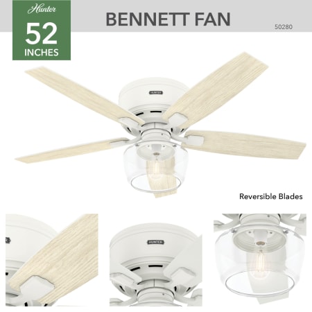 A large image of the Hunter Bennett 52 LED Low Profile Hunter 50280 Bennett Ceiling Fan Details