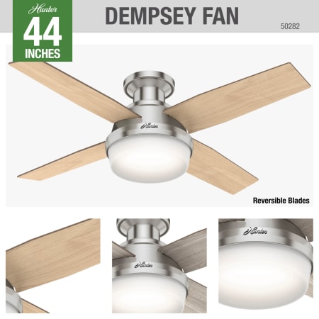 Hunter 59244 Fresh White Dempsey 44 4 Blade Led Ceiling Fan With Remote Control Included Lightingshowplace Com - What Kind Of Light Bulbs For Hunter Ceiling Fan