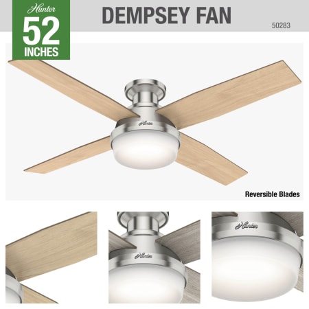 A large image of the Hunter Dempsey 52 LED Low Profile Hunter 50283 Dempsey Ceiling Fan Details
