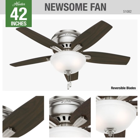 A large image of the Hunter Newsome 42 Low Profile Hunter 51082 Ceiling Fan Details