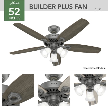 A large image of the Hunter Builder 52 LED Hunter 51110 Builder Ceiling Fan Details