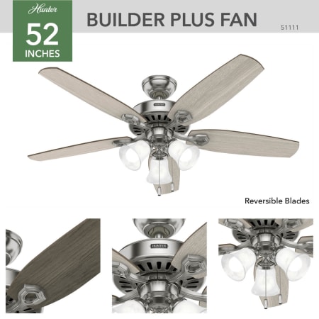 A large image of the Hunter Builder 52 LED Hunter 51111 Builder Ceiling Fan Details