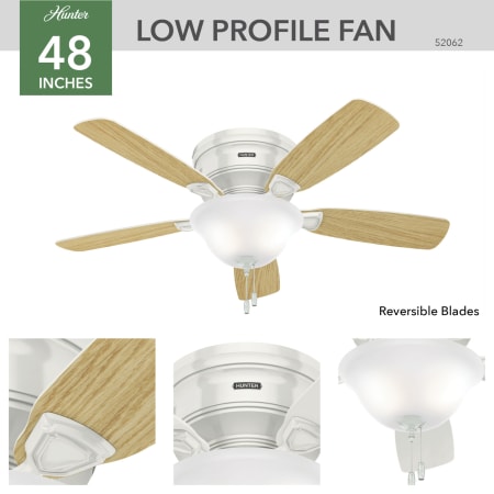 A large image of the Hunter Low Profile 48 Plus Hunter 52062 Low Profile Ceiling Fan Details