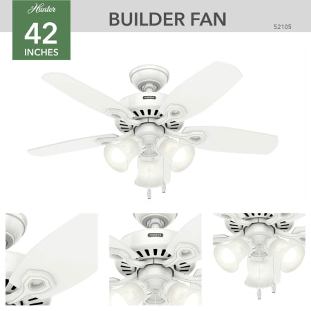 A large image of the Hunter Builder 42 Hunter 52105 Builder Ceiling Fan Details