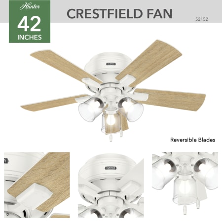 A large image of the Hunter Crestfield 42 LED Low Profile Hunter 52152 Crestfield Ceiling Fan Details
