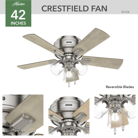 A large image of the Hunter Crestfield 42 LED Low Profile Hunter 52154 Crestfield Ceiling Fan Details