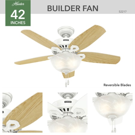 A large image of the Hunter Builder Small Room Bowl Hunter 52217 Builder Ceiling Fan Details