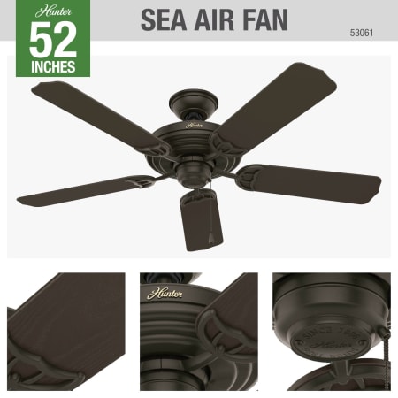 A large image of the Hunter Sea Air Hunter 53061 Sea Air Ceiling Fan Details