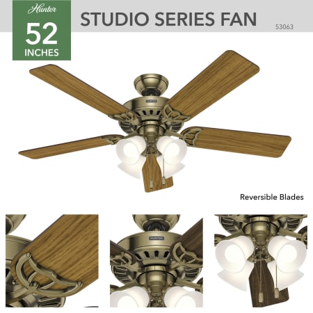 A large image of the Hunter Studio Hunter 53063 Studio Series Ceiling Fan Details