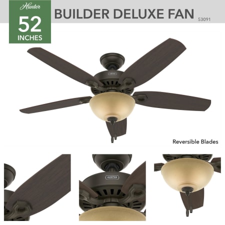 A large image of the Hunter Builder Deluxe Hunter 53091 Builder Ceiling Fan Details