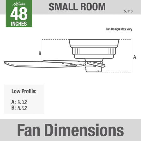 A large image of the Hunter Sea Wind Hunter 53118 Sea Wind Dimension Graphic