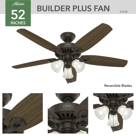 A large image of the Hunter Builder Plus Hunter 53238 Builder Ceiling Fan Details