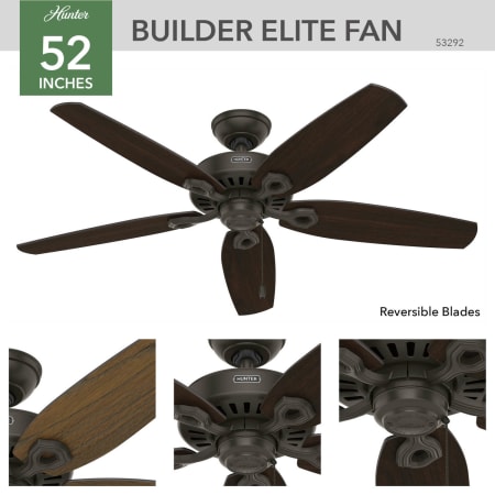 A large image of the Hunter Builder Elite Damp Hunter 53292 Builder Ceiling Fan Details