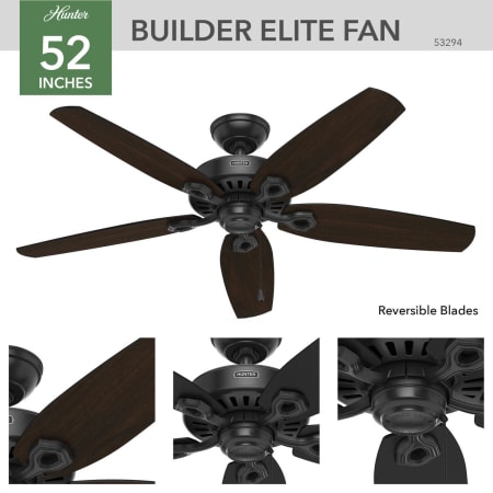 A large image of the Hunter Builder Elite Damp Hunter 53294 Builder Ceiling Fan Details