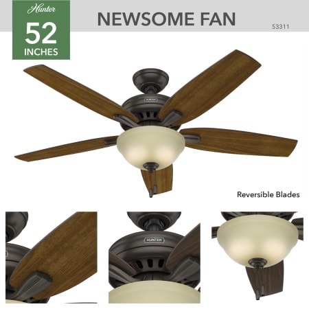 A large image of the Hunter Newsome 52 Bowl Hunter 53311 Newsome Ceiling Fan Details
