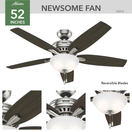 A large image of the Hunter Newsome 52 Bowl Hunter 53312 Newsome Ceiling Fan Details