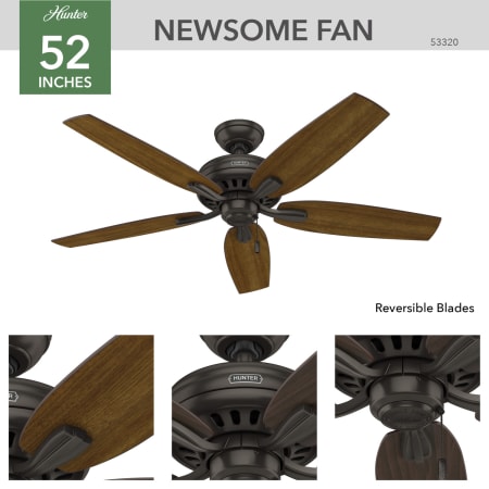 A large image of the Hunter Newsome 52 Hunter 53320 Newsome Ceiling Fan Details