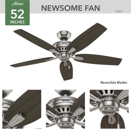 A large image of the Hunter Newsome 52 Hunter 53321 Newsome Ceiling Fan Details