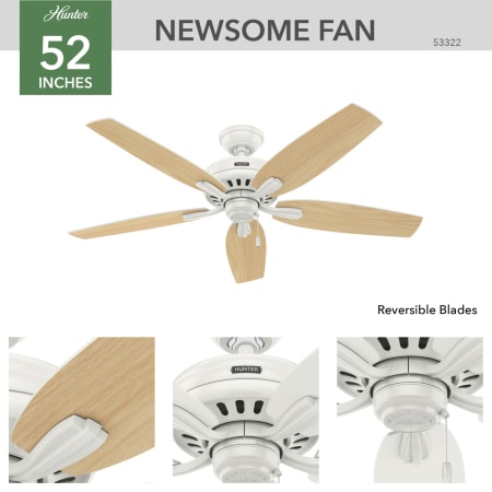 A large image of the Hunter Newsome 52 Damp Hunter 53322 Newsome Ceiling Fan Details