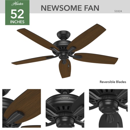 A large image of the Hunter Newsome 52 Damp Hunter 53324 Newsome Ceiling Fan Details