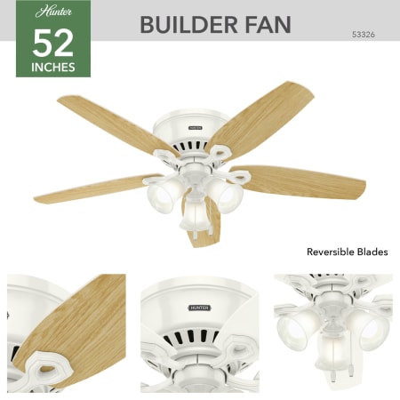 A large image of the Hunter Builder 52 Low Profile Hunter 53326 Builder Ceiling Fan Details