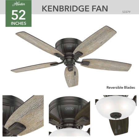 A large image of the Hunter Kenbridge 52 Low Profile Hunter 53379 Kenbridge Ceiling Fan Details
