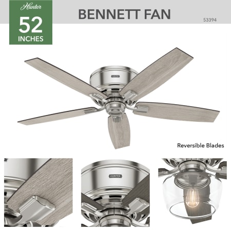A large image of the Hunter Bennett 52 LED Low Profile Hunter 53394 Bennett Ceiling Fan Details