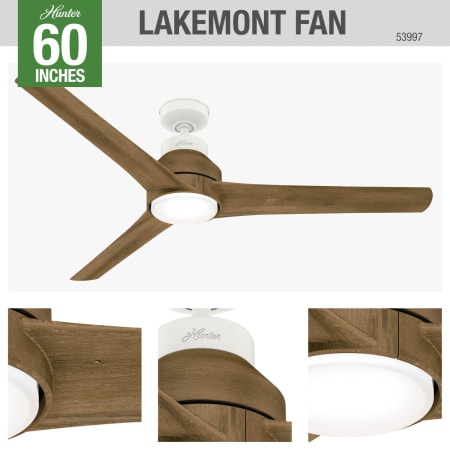A large image of the Hunter Lakemont 60 LED Hunter 53997 Ceiling Fan Details