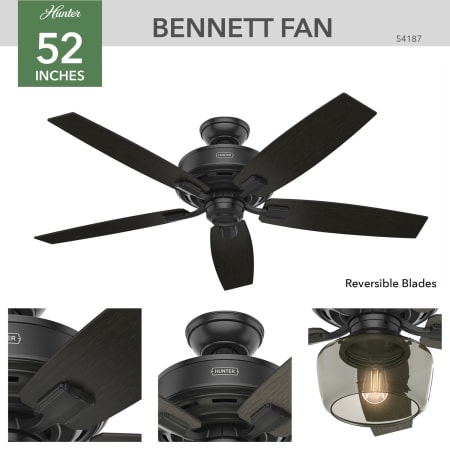 A large image of the Hunter Bennett 52 LED Globe Hunter 54187 Bennett Ceiling Fan Details