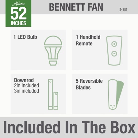 A large image of the Hunter Bennett 52 LED Globe Hunter 54187 Bennett Included in Box