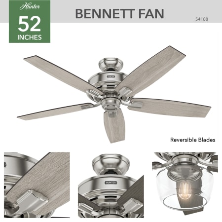 A large image of the Hunter Bennett 52 LED Globe Hunter 54188 Bennett Ceiling Fan Details