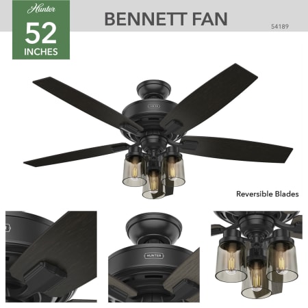A large image of the Hunter Bennett 52 LED 3 Light Hunter 54189 Bennett Ceiling Fan Details