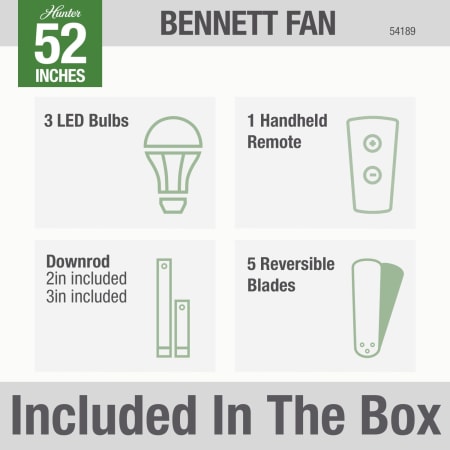 A large image of the Hunter Bennett 52 LED 3 Light Hunter 54189 Bennett Included in Box