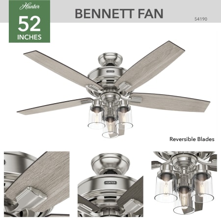 A large image of the Hunter Bennett 52 LED 3 Light Hunter 54190 Bennett Ceiling Fan Details