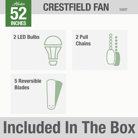 A large image of the Hunter Crestfield 52 LED Low Profile Hunter 54207 Crestfield Included in Box
