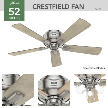 A large image of the Hunter Crestfield 52 LED Low Profile Hunter 54209 Crestfield Ceiling Fan Details