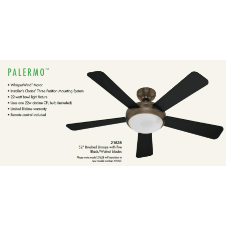 Hunter 59050 Brushed Bronze Palermo 52 5 Blade Energy Star
