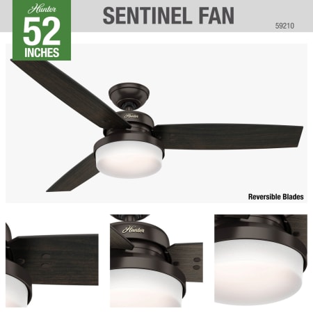 A large image of the Hunter Sentinel Hunter 59210 Sentinel Ceiling Fan Details