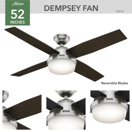 A large image of the Hunter Dempsey 52 LED Hunter 59216 Dempsey Ceiling Fan Details